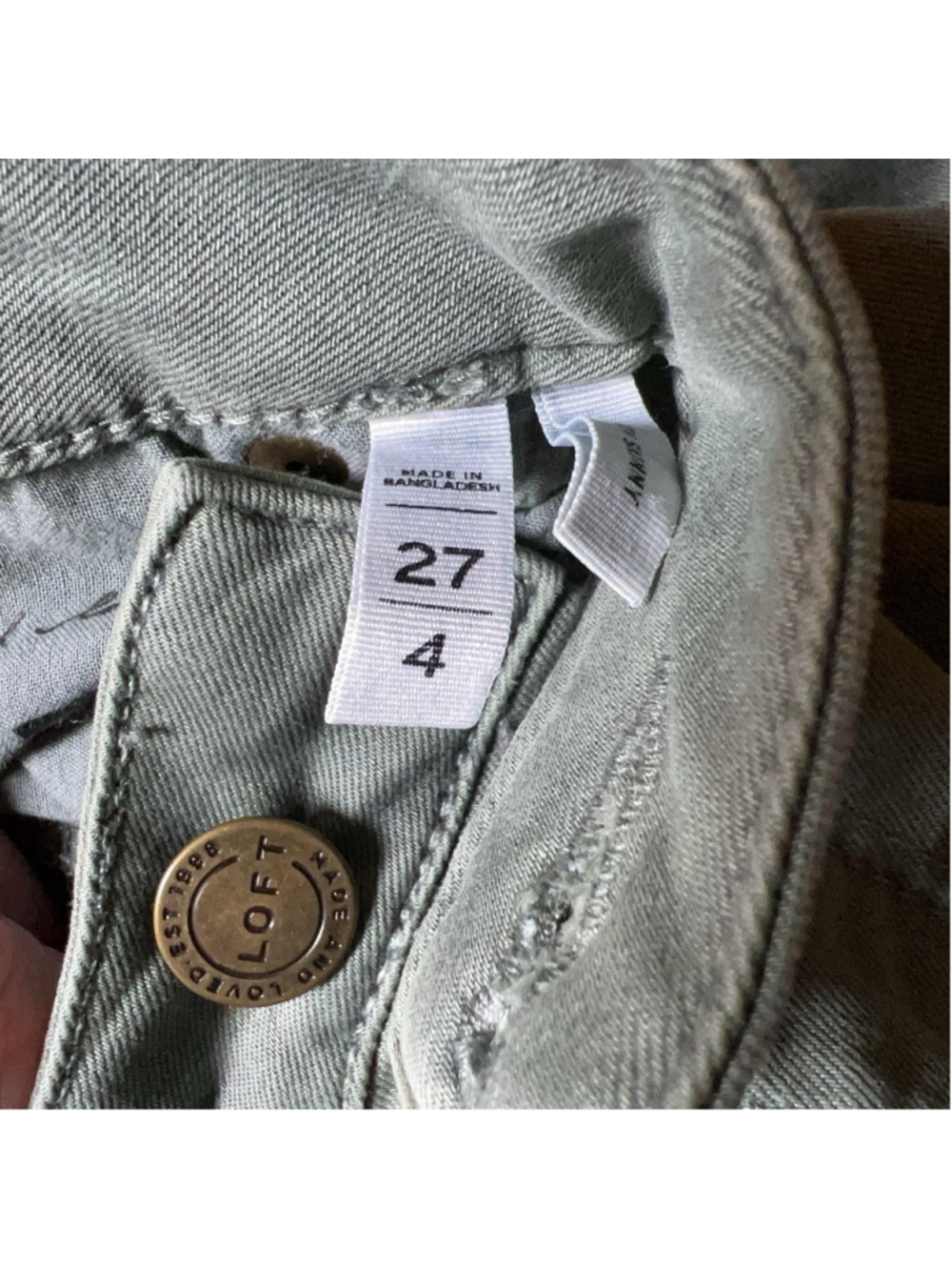 LOFT Straight Jeans Womens 4 Green Denim Slim Fit 5 Pocket Casual 27 Fall - Picture 4 of 4
